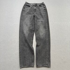 American Eagle Jeans Women's 2 Black‎ Denim Faded High Rise Relaxed Fit Whiskers